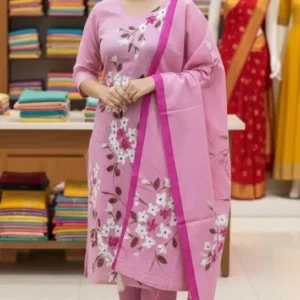 ব্লক প্রিন্ট থ্রি-পিস – ভিআইপি সুতি বয়েল